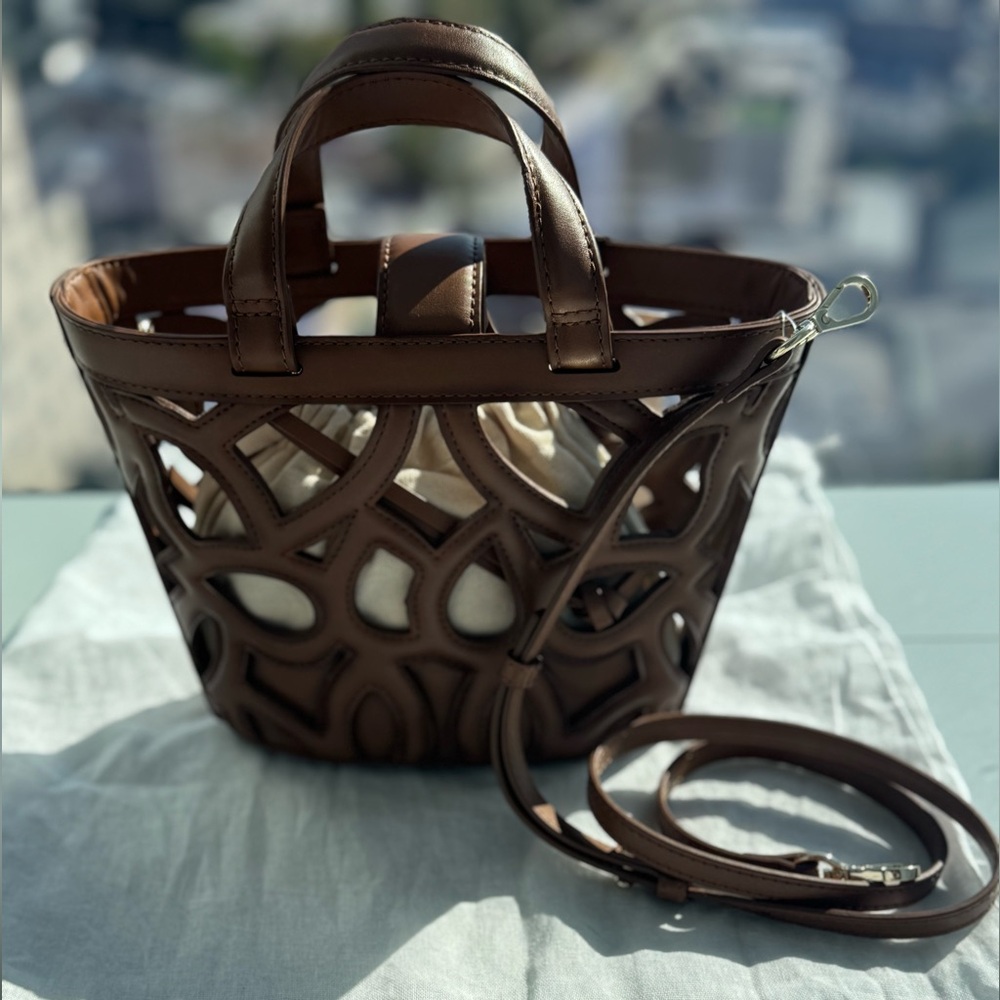 Zara Brown Cutout Tote Bag